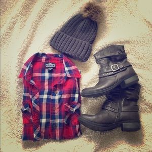 Boutique | Red plaid flannel size S